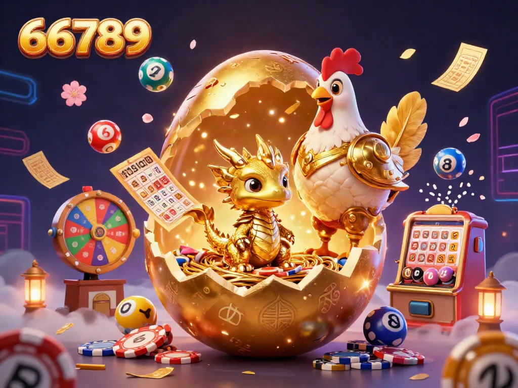 Engage in thrilling gameplay with 66789, featuring a captivating golden dragon amidst colorful lottery games.