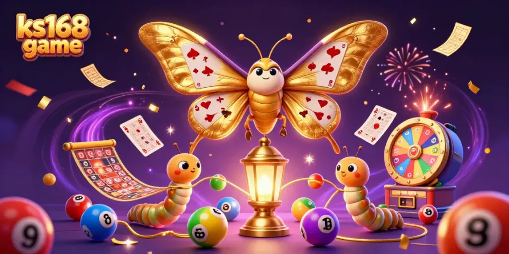 Experience the excitement of the ks168 game with vibrant casino-themed 3D illustration full of dynamic elements.