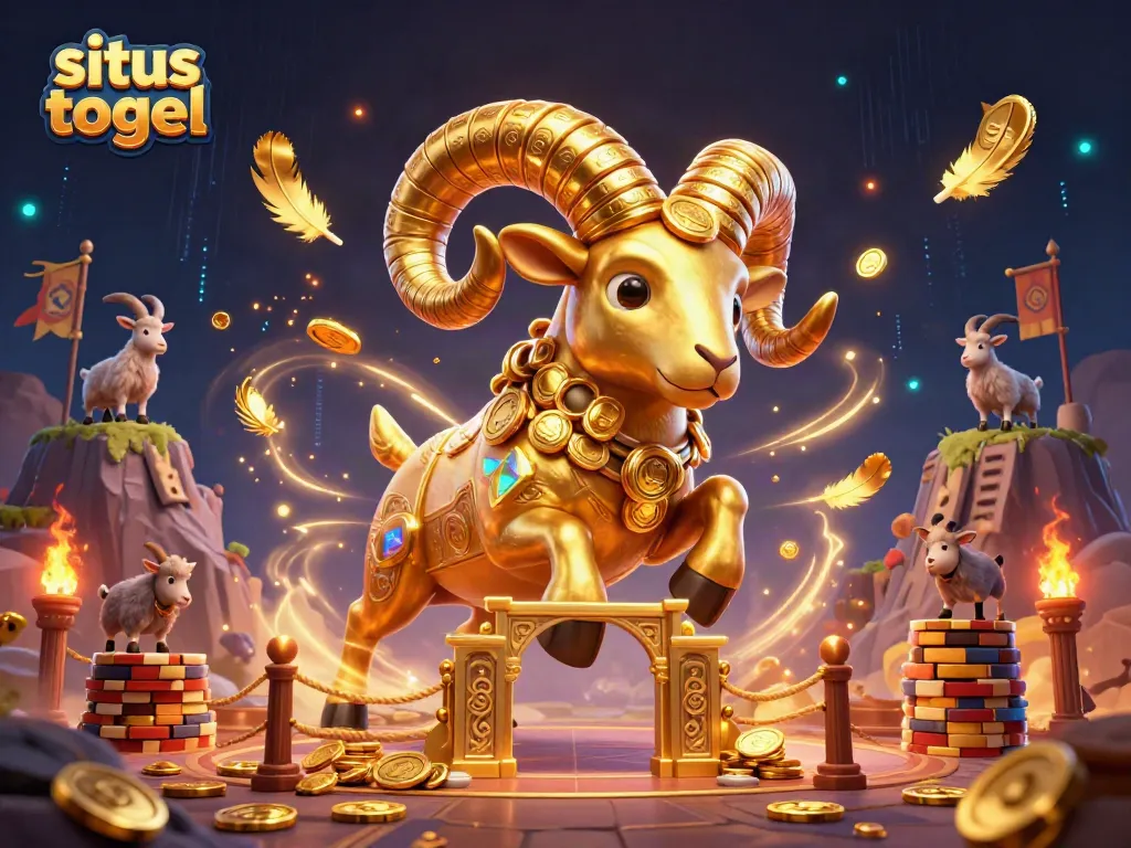 Experience the thrill with situs togel as the golden ram charges through a vibrant casino landscape.