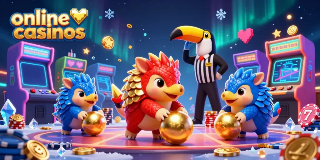 Experience thrilling online casinos action with rival pangolins competing in a dynamic game scene.
