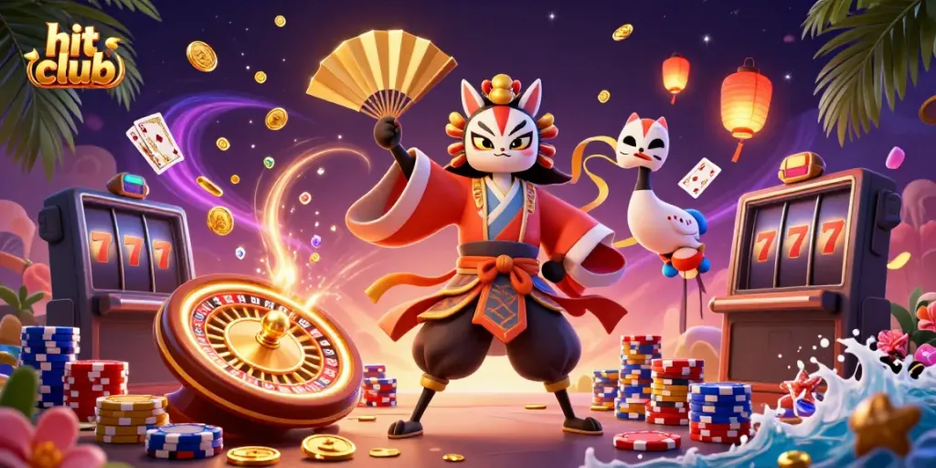 Experience thrilling gameplay at hit club with vibrant visuals, golden coins, and dynamic casino elements.