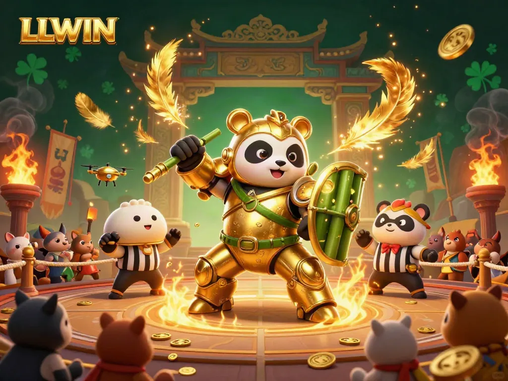 Experience the thrilling LLWIN gaming arena with dynamic characters and vibrant action.