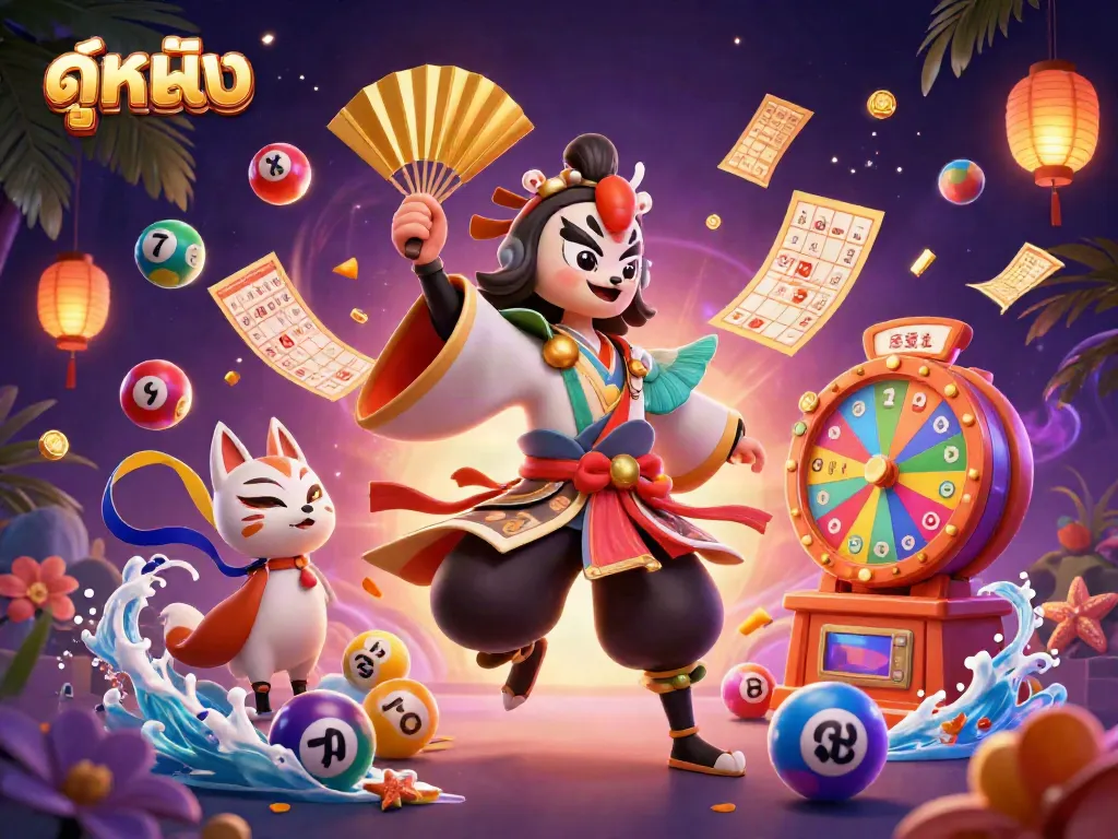 Experience  ดูหนังออนไลน์ with this vibrant casino scene featuring a kabuki warrior and kitsune.