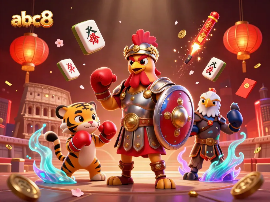 Engage with abc8's thrilling games featuring a 3D gladiator rooster and dynamic casino elements.