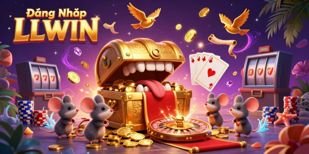 Join the fun with Đăng Nhập LLWIN as adventurer mice are lured by riches in a vibrant casino scene.