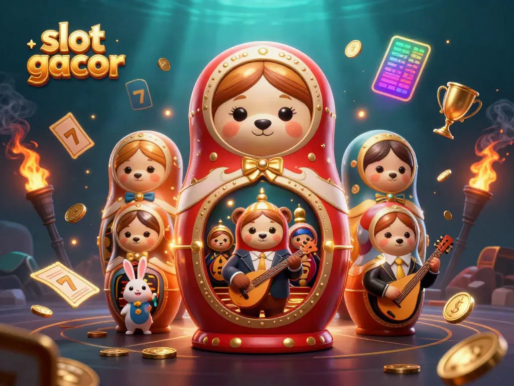 Engage with slot gacor excitement featuring colorful casino elements and characters.