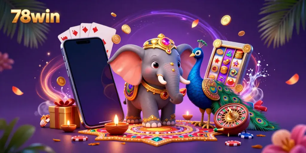Experience thrilling gameplay with 78win's vibrant casino visuals and colorful slot games.