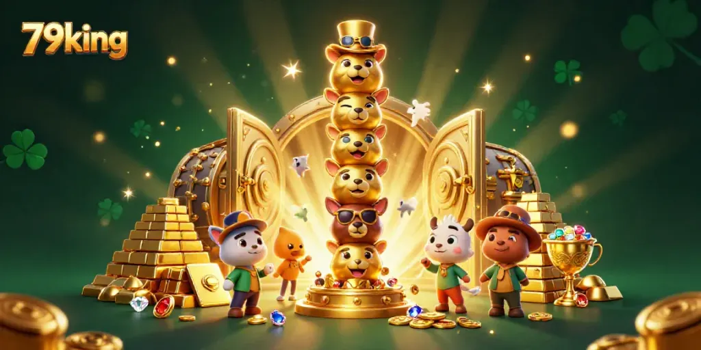 Experience the excitement of 79king with a vibrant 3D illustration showcasing dynamic casino elements.
