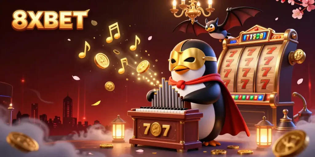 Experience thrilling online gaming with 8XBET featuring vibrant casino elements and characters.